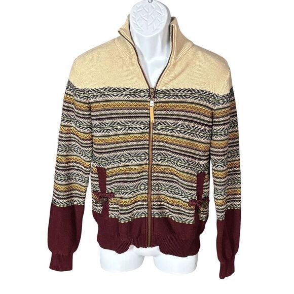 Staple Rugged Outdoors Sweater Size Small Beige Zip Toggle Fair Isle Dadcore - Picture 1 of 10